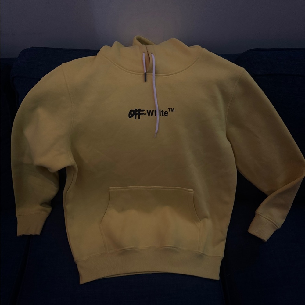 Off-White bright yellow Hoodie with black lettering